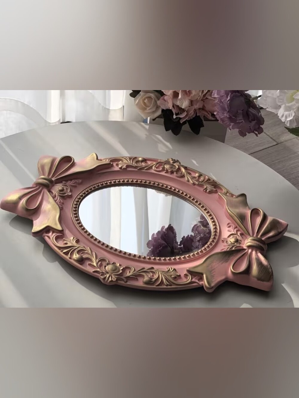 Elegant Pink and Gold Ornate Wall Mirror - Brand